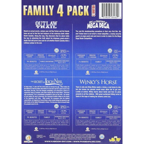 NEW Family 4 Pack Vol. 2 (DVD) Outlaw Trail Loch Ness Winkys Horse Mega Dega - Picture 2 of 7